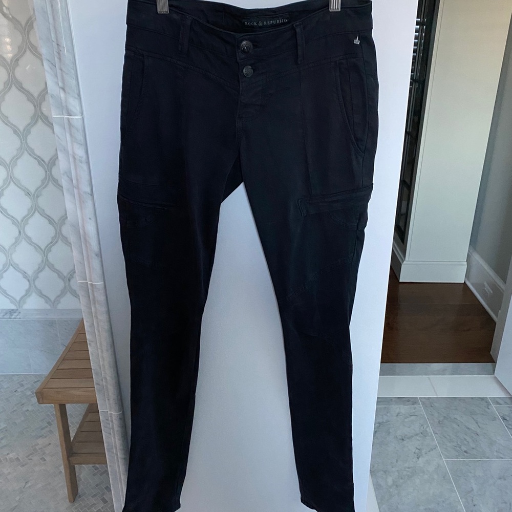Rock and Republic Black Pants with Gold Hardware